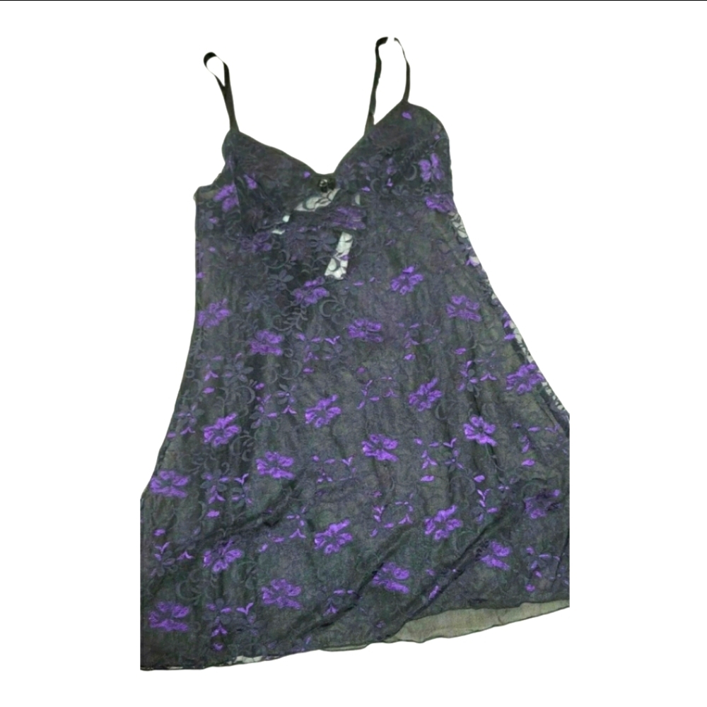 Undercover Wear Lingerie S/M Lace Purple Black 2 Piece Set Nightie